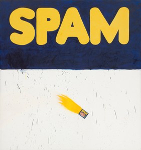 Ed Ruscha, Actual Size, 1962. Oil on canvas, 67 ⅛ × 72 ⅛ inches (170.3 × 183 cm), Los Angeles County Museum of Art © Ed Ruscha