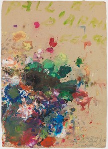 Cy Twombly, Untitled, 1990. Acrylic, wax crayon, and pencil on handmade paper, 30 ⅝ × 21 ⅝ inches (77.8 × 54.8 cm), Cy Twombly Foundation © Cy Twombly Foundation