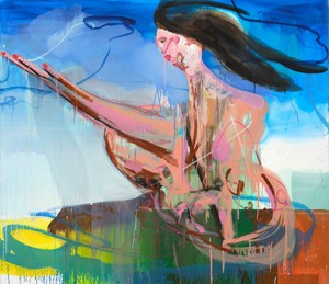 Albert Oehlen, Untitled, 2022. Acrylic, oil, and lacquer on canvas, 62 ⅞ × 72 ¼ inches (159.5 × 183.5 cm) © Albert Oehlen. Photo: Simon Vogel