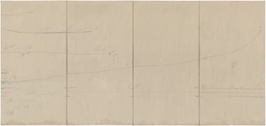 Cy Twombly, Veil of Orpheus, 1968. House paint, crayon, and graphite pencil on primed canvas, 90 × 192 inches (228.6 × 487.7 cm) © Cy Twombly Foundation