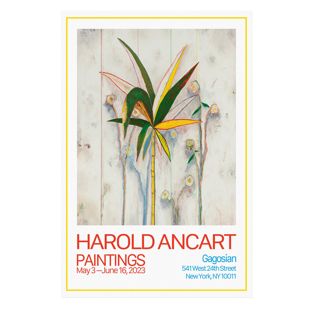Harold Ancart poster featuring oil stick and pencil on canvas depicting a plant