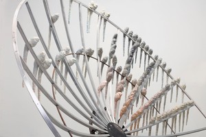 Kathleen Ryan, Satellite in Repose, 2018 (detail). Glazed ceramic, aluminum, and steel, 165 ¼ × 92 ½ × 122 ¾ inches (420 × 235 × 312 cm) © Kathleen Ryan. Photo: Lance Brewer