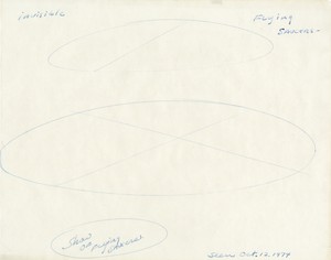 Walter De Maria, Flying Saucers #6, 1974. Ink on tracing paper, 11 × 14 inches (27.9 × 35.6 cm)