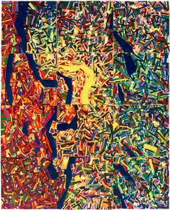 Rick Lowe, The Harbour Fragment Series: Fragment 19, 2025. Acrylic and paper collage on paper, 60 × 48 inches (152.4 × 121.9 cm) © Rick Lowe Studio. Photo: Thomas Dubrock