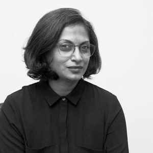 Black and white portrait of Marina Tabassum