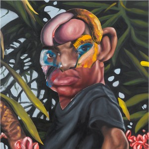 Nathaniel Mary Quinn, After the War, 2022. Oil paint, oil pastel, and gouache on linen canvas over wood panel, 36 × 36 inches (91.4 × 91.4 cm) © Nathaniel Mary Quinn. Photo: Rob McKeever