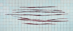 Adriana Varejão, Parede com Incisões à la Fontana—Horizontal (Wall with Incisions à la Fontana—Horizontal), 2009–11. Oil on canvas and polyurethane on aluminum and wood support, 47 ¼ × 110 ¼ inches (120 × 280 cm), Metropolitan Museum of Modern Art, New York © Adriana Varejão