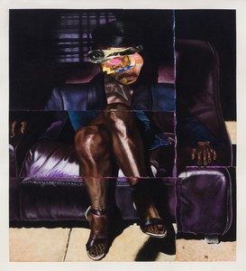 Nathaniel Mary Quinn, Crossover, 2017. Charcoal, gouache, soft pastel, oil pastel, oil paint, paint stick, and acrylic gold powder on Coventry vellum paper, 44 × 50 inches (112 × 127 cm), Rennie Collection, Vancouver, Canada © Nathaniel Mary Quinn