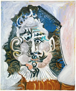 Pablo Picasso, Tête d’homme du XVIIème siècle de face, April 2, 1967. Oil on canvas, 25 ½ × 21 ½ inches (65 × 54.5 cm) © 2018 Estate of Pablo Picasso/Artist Rights Society (ARS), New York