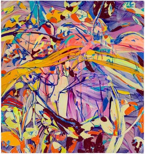 Jadé Fadojutimi, My Velocity of Thought, 2021. Oil, oil stick, and acrylic on canvas, 70 ⅞ × 67 inches (180 × 170 cm) © Jadé Fadojutimi. Photo: Mark Blower