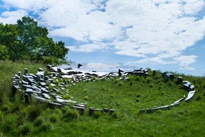 Sarah Sze, Fallen Sky, 2021. Stainless steel, 36 × 36 feet (11 × 11 m) Permanent installation, Storm King Art Center, New Windsor, New York © Sarah Sze. Photo: Nicholas Knight