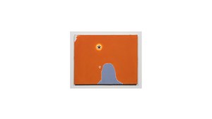 Mary Weatherford, Missing Margaret, 1995. Flashe and starfish on jute, 21 × 27 inches (53.3 × 68.6 cm) © Mary Weatherford Studio. Photo: Fredrik Nilsen Studio