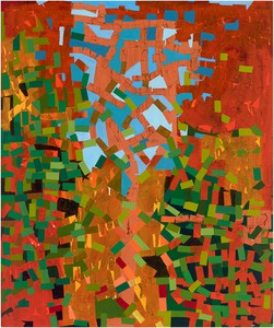 Rick Lowe, Untitled, 2019. Acrylic and paper collage on canvas, 72 × 60 inches (182.9 × 152.4 cm) © Rick Lowe Studio