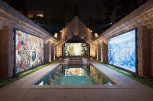 Adriana Varejão, Transbarroco, 2014. Four-channel video (color, sound, 2 min. 51 sec.), overall dimensions variable, edition of 3 + 2 AP Installation view, Sowden House, Los Angeles, October 19–21, 2017 © Adriana Varejão. Photo: Mauro Pinheiro