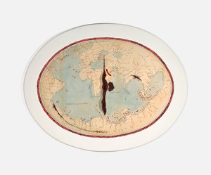 Adriana Varejão, Map of Lopo Homem II, 1992–2004. Oil on wood with suture thread, 43 ⅜ × 55 × 4 inches (110 × 140 × 10 cm) © Adriana Varejão