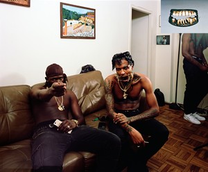 Deana Lawson, Nation, 2018. Pigment print with collaged photograph, 55 ½ × 67 ¼ inches (141 × 170.8 cm), edition of 4 + 2 AP © Deana Lawson